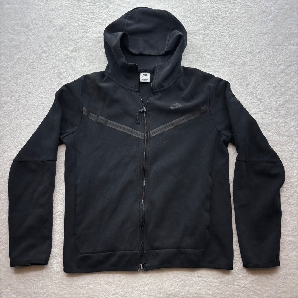 Nike Sportswear Tech Fleece Full Zip Hoodie Black Mens M Solid Hooded Jacket
